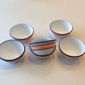 Le Creuset orange Blue Striped Bowls